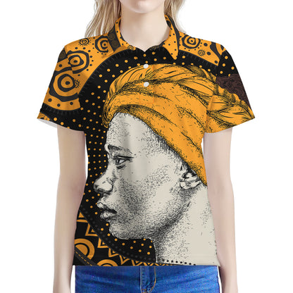 Tribal African Girl Print Women's Polo Shirt