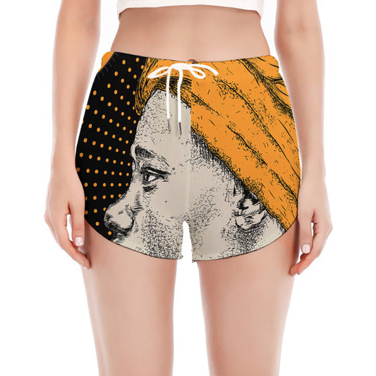 Tribal African Girl Print Women's Split Running Shorts