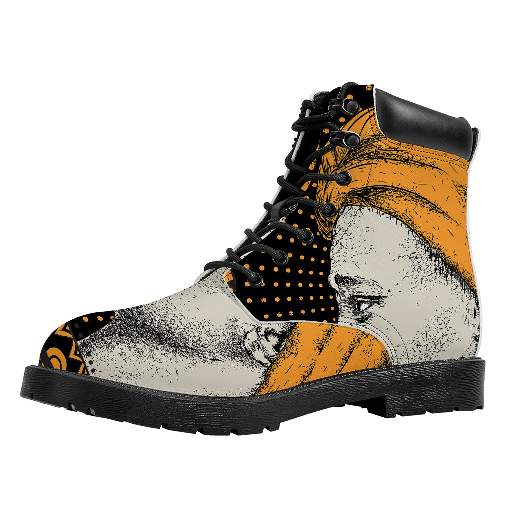 Tribal African Girl Print Work Boots