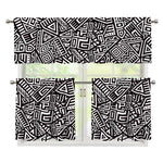 Tribal Aztec Geometric Pattern Print 3 Piece Kitchen Curtains