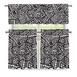Tribal Aztec Geometric Pattern Print 3 Piece Kitchen Curtains