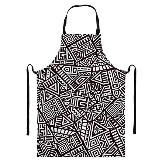 Tribal Aztec Geometric Pattern Print Bib Apron With Pocket