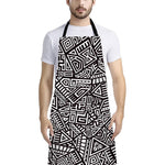Tribal Aztec Geometric Pattern Print Bib Apron With Pocket
