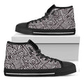 Tribal Aztec Geometric Pattern Print Black High Top Sneakers