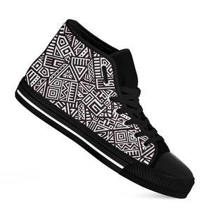Tribal Aztec Geometric Pattern Print Black High Top Sneakers