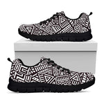 Tribal Aztec Geometric Pattern Print Black Running Shoes