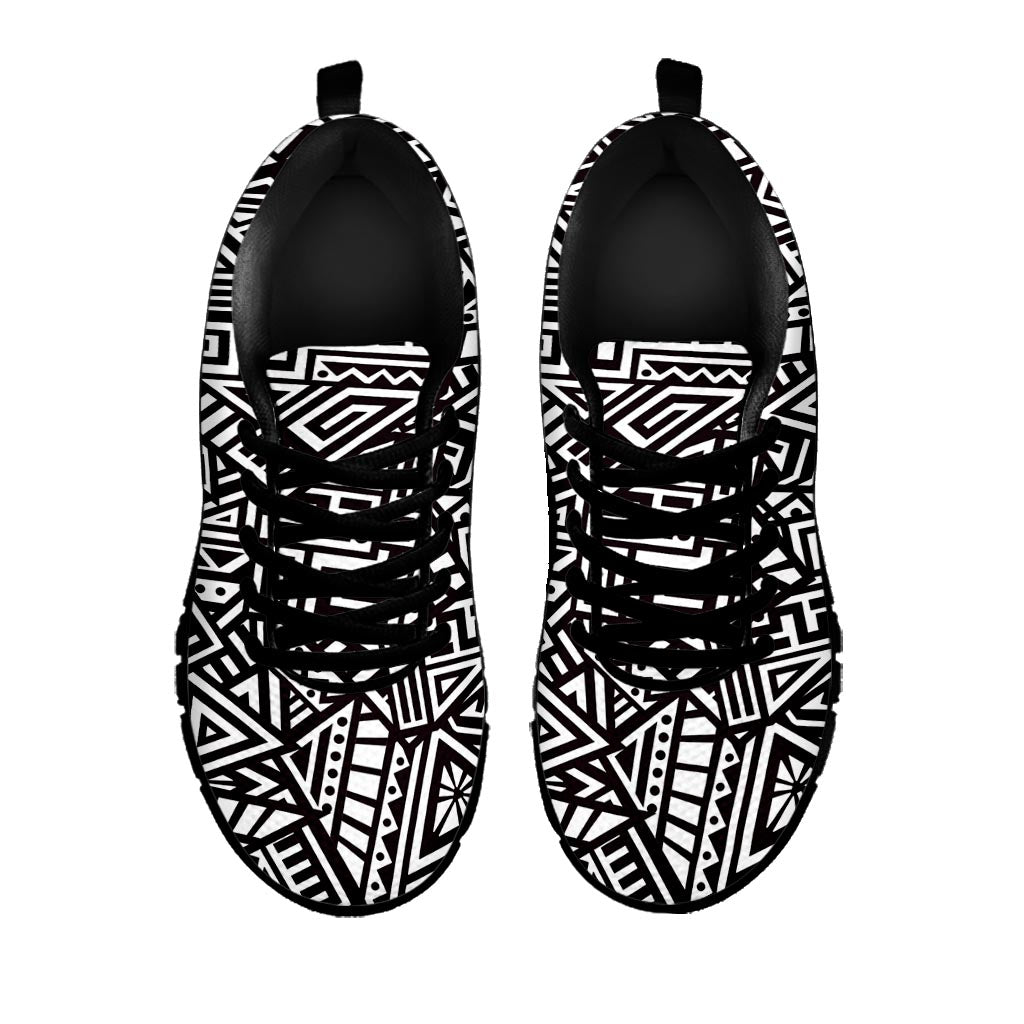 Tribal Aztec Geometric Pattern Print Black Running Shoes