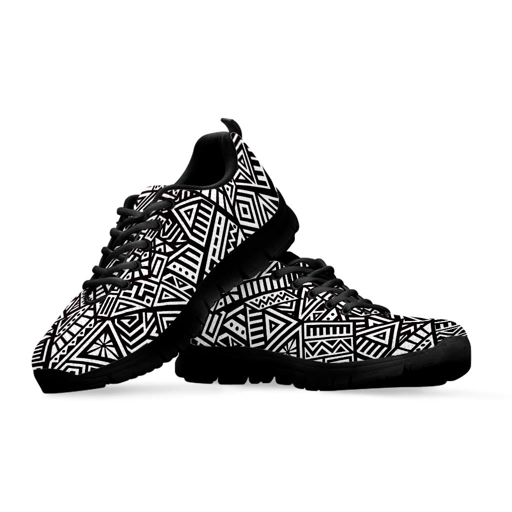 Tribal Aztec Geometric Pattern Print Black Running Shoes