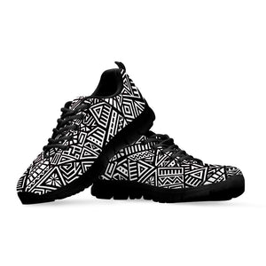 Tribal Aztec Geometric Pattern Print Black Running Shoes