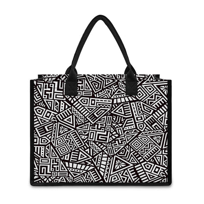 Tribal Aztec Geometric Pattern Print Canvas Tote Bag