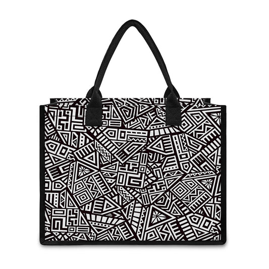 Tribal Aztec Geometric Pattern Print Canvas Tote Bag