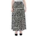 Tribal Aztec Geometric Pattern Print Chiffon Maxi Skirt