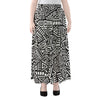 Tribal Aztec Geometric Pattern Print Chiffon Maxi Skirt