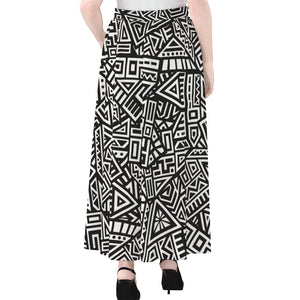 Tribal Aztec Geometric Pattern Print Chiffon Maxi Skirt