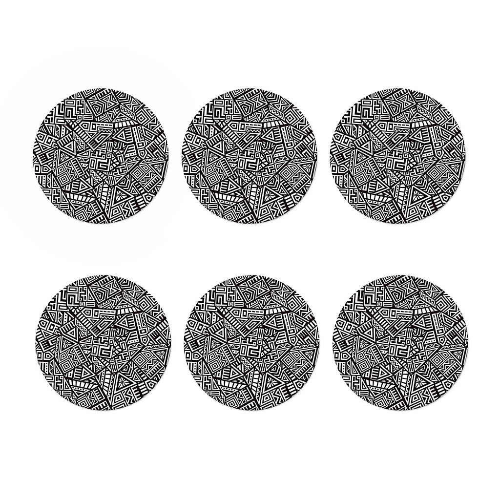 Tribal Aztec Geometric Pattern Print Coaster Set