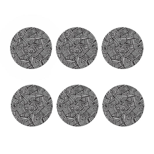 Tribal Aztec Geometric Pattern Print Coaster Set