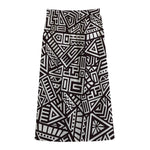 Tribal Aztec Geometric Pattern Print Cotton Front Slit Maxi Skirt