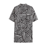 Tribal Aztec Geometric Pattern Print Cotton Hawaiian Shirt
