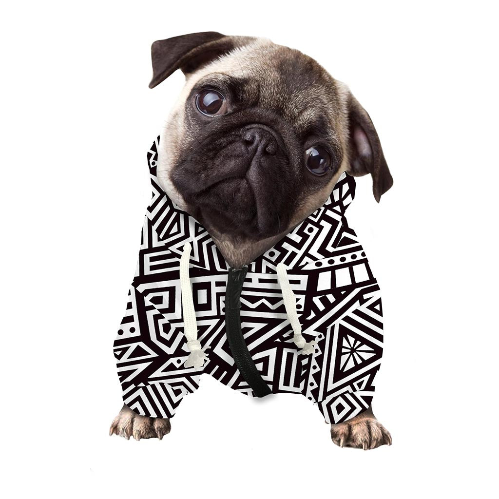 Tribal Aztec Geometric Pattern Print Dog Zip Up Hoodie