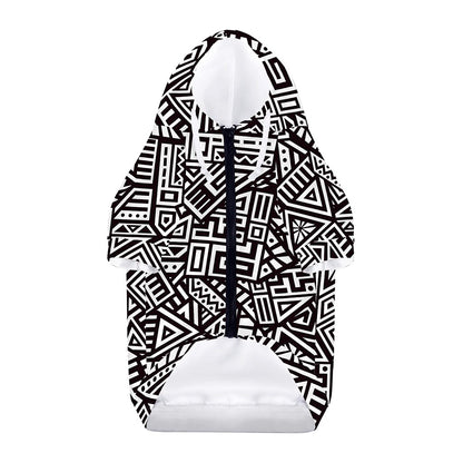 Tribal Aztec Geometric Pattern Print Dog Zip Up Hoodie