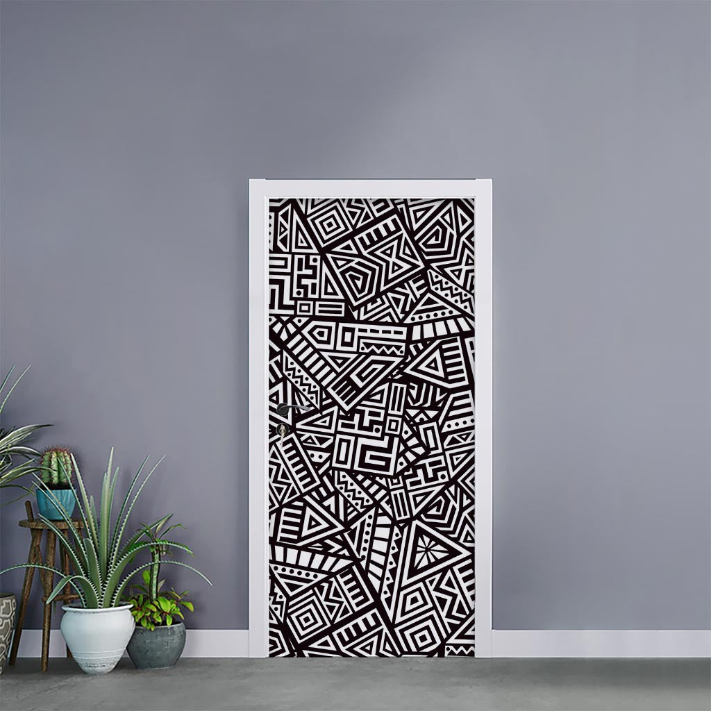 Tribal Aztec Geometric Pattern Print Door Sticker