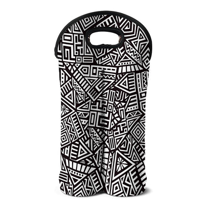 Tribal Aztec Geometric Pattern Print Double Neoprene Wine Tote
