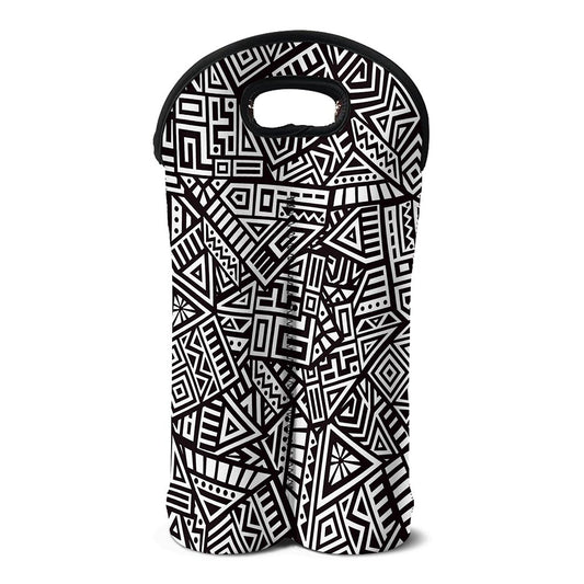 Tribal Aztec Geometric Pattern Print Double Neoprene Wine Tote
