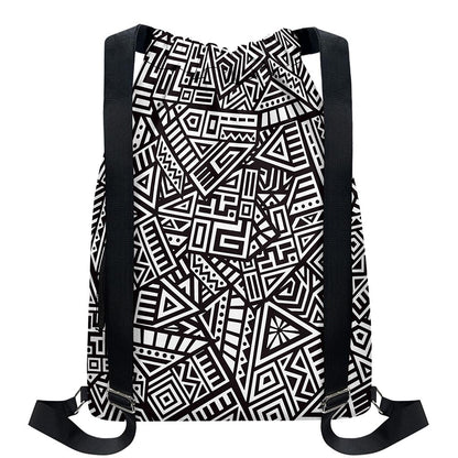 Tribal Aztec Geometric Pattern Print Drawstring Backpack