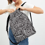 Tribal Aztec Geometric Pattern Print Drawstring Backpack