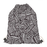 Tribal Aztec Geometric Pattern Print Drawstring Bag