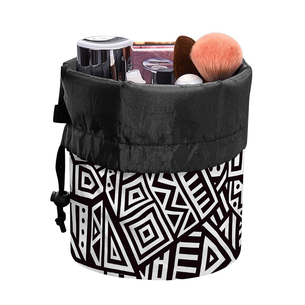Tribal Aztec Geometric Pattern Print Drawstring Makeup Bag