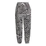 Tribal Aztec Geometric Pattern Print Fleece Lined Knit Pants