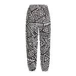 Tribal Aztec Geometric Pattern Print Fleece Lined Knit Pants