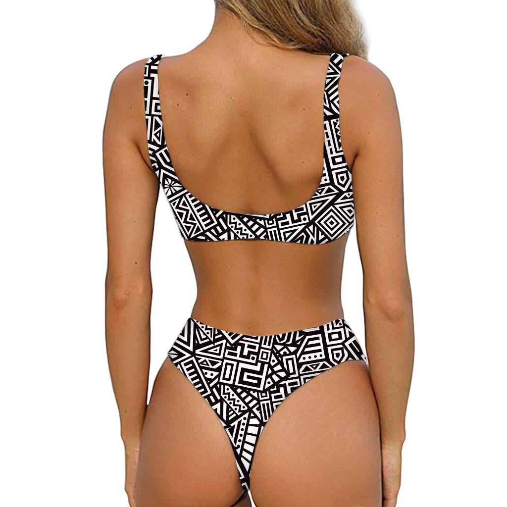Tribal Aztec Geometric Pattern Print Front Bow Tie Bikini