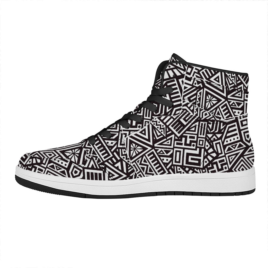 Tribal Aztec Geometric Pattern Print High Top Leather Sneakers