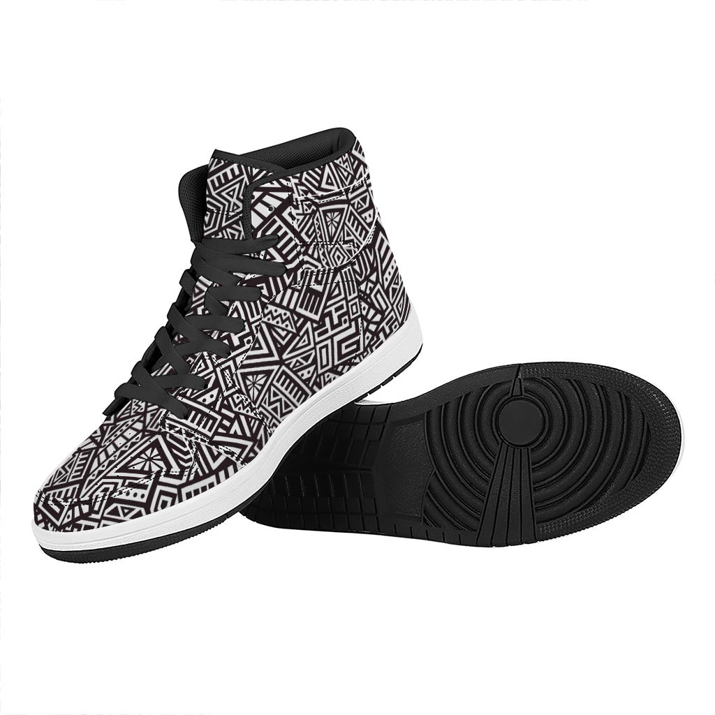 Tribal Aztec Geometric Pattern Print High Top Leather Sneakers