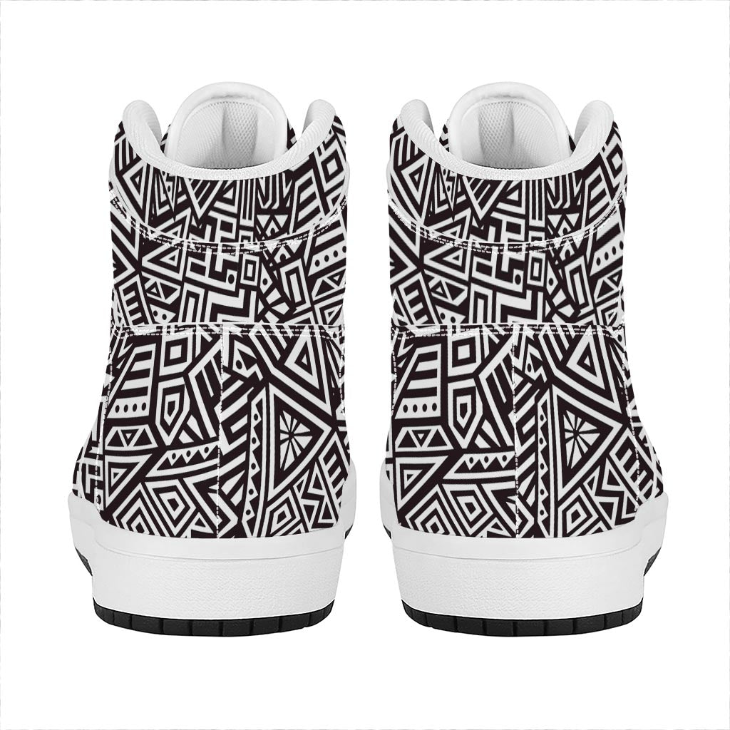 Tribal Aztec Geometric Pattern Print High Top Leather Sneakers