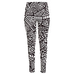 Tribal Aztec Geometric Pattern Print High-Waisted Pocket Leggings