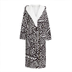 Tribal Aztec Geometric Pattern Print Hooded Bathrobe