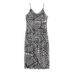 Tribal Aztec Geometric Pattern Print Jersey Midi Cami Dress