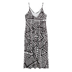 Tribal Aztec Geometric Pattern Print Jersey Midi Cami Dress
