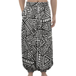 Tribal Aztec Geometric Pattern Print Lantern Pants
