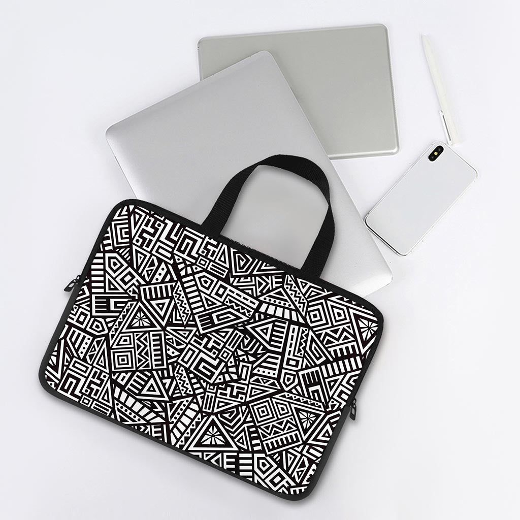 Tribal Aztec Geometric Pattern Print Laptop Sleeve With Handle