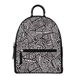 Tribal Aztec Geometric Pattern Print Leather Backpack