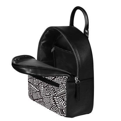 Tribal Aztec Geometric Pattern Print Leather Backpack