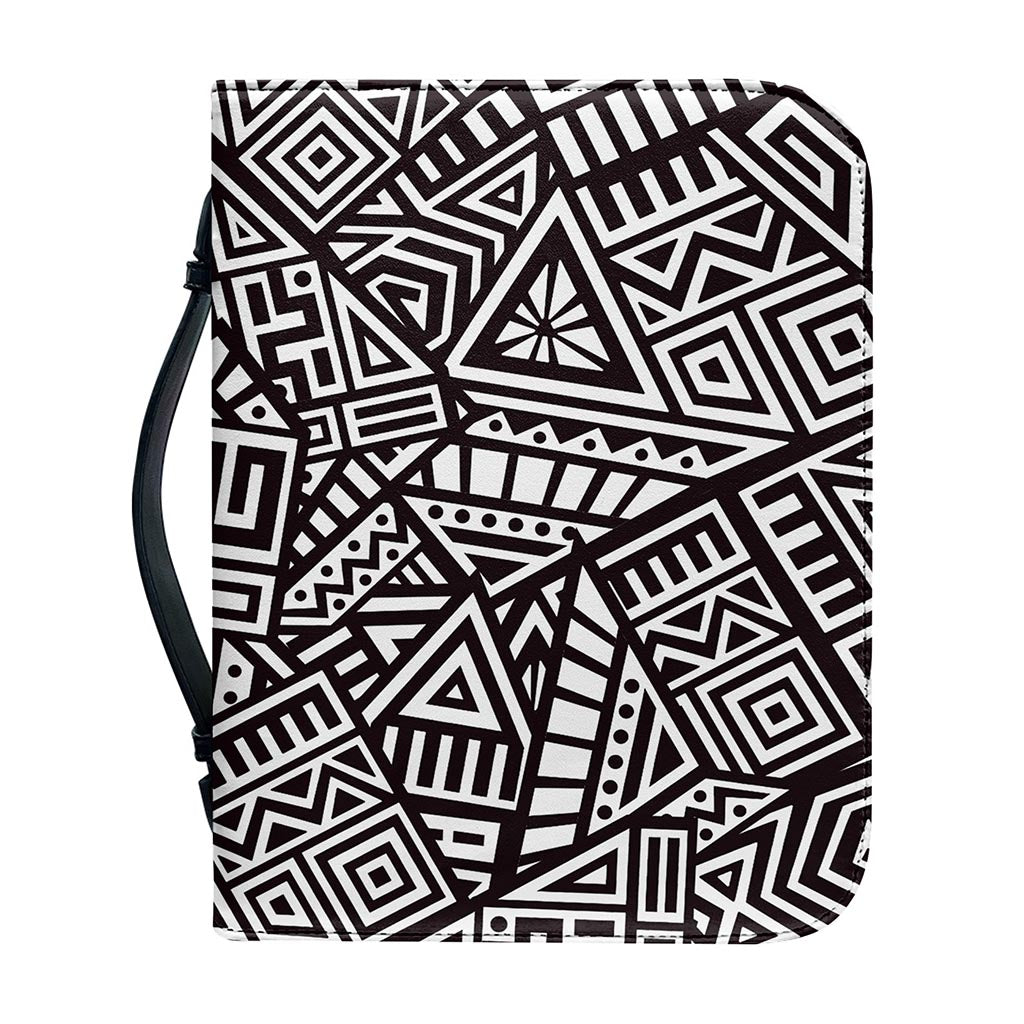 Tribal Aztec Geometric Pattern Print Leather Bible Cover