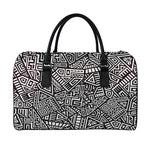 Tribal Aztec Geometric Pattern Print Leather Duffle Bag