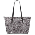 Tribal Aztec Geometric Pattern Print Leather Tote Bag With Zipper