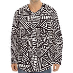 Tribal Aztec Geometric Pattern Print Long Sleeve Baseball Jersey