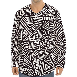 Tribal Aztec Geometric Pattern Print Long Sleeve Baseball Jersey